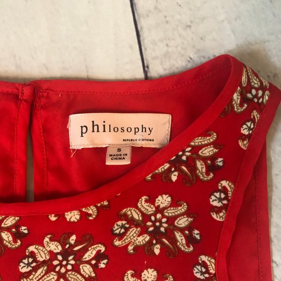 Philosophy Sleeveless Red Floral Top, Size S - Picture 7 of 7